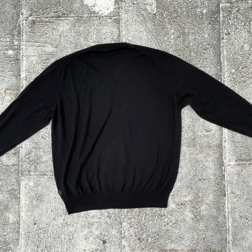 Valentino Men Sweater Black Long Sleeve Pull Over V Neck Size 56 XXL Authentic - Picture 4 of 9